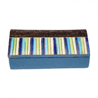  Bitossi Bitossi Box Ceramic Blue Green White Stripes Signed