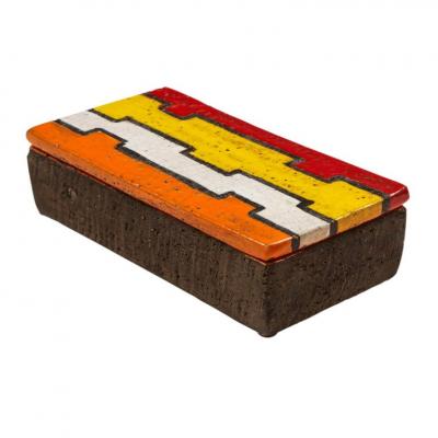  Bitossi Bitossi Box Ceramic Geometric Red Yellow White Orange Signed