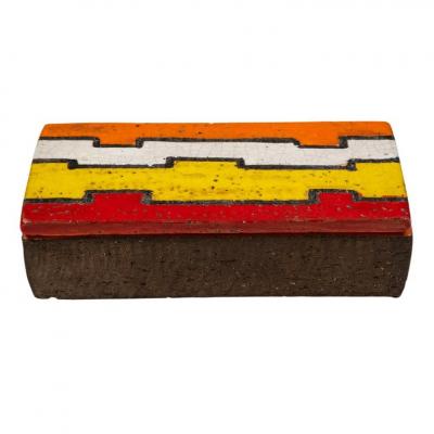  Bitossi Bitossi Box Ceramic Geometric Red Yellow White Orange Signed