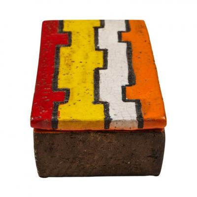  Bitossi Bitossi Box Ceramic Geometric Red Yellow White Orange Signed