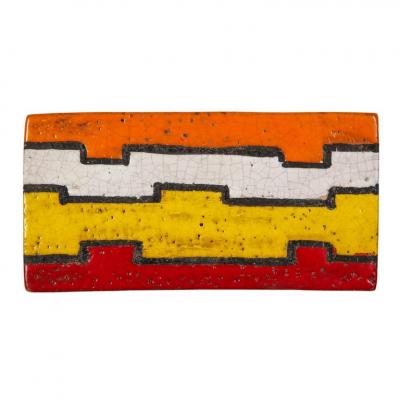  Bitossi Bitossi Box Ceramic Geometric Red Yellow White Orange Signed