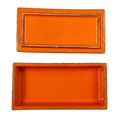  Bitossi Bitossi Box Ceramic Geometric Red Yellow White Orange Signed