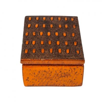  Bitossi Bitossi Box Ceramic Orange and Matte Brown Signed