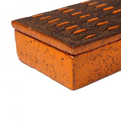  Bitossi Bitossi Box Ceramic Orange and Matte Brown Signed