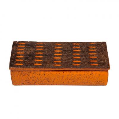  Bitossi Bitossi Box Ceramic Orange and Matte Brown Signed
