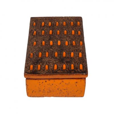  Bitossi Bitossi Box Ceramic Orange and Matte Brown Signed