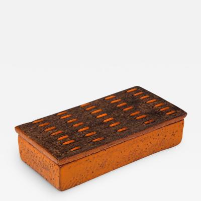  Bitossi Bitossi Box Ceramic Orange and Matte Brown Signed