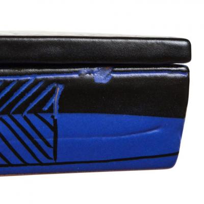  Bitossi Bitossi Box Ceramic Sgraffito Blue Black Geometric Signed