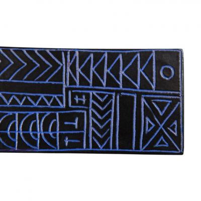  Bitossi Bitossi Box Ceramic Sgraffito Blue Black Geometric Signed