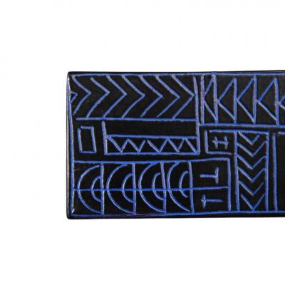  Bitossi Bitossi Box Ceramic Sgraffito Blue Black Geometric Signed