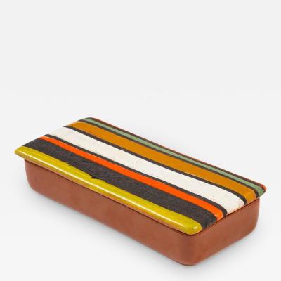  Bitossi Bitossi Box Ceramic Thailandia Stripes Orange White Signed