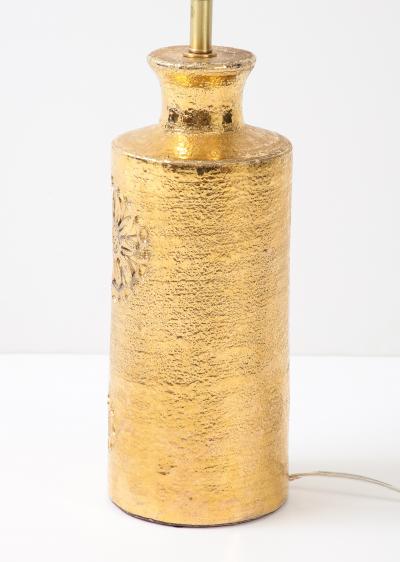  Bitossi Bitossi Gold Glazed Incised Ceramic Lamp