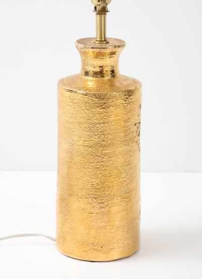  Bitossi Bitossi Gold Glazed Incised Ceramic Lamp