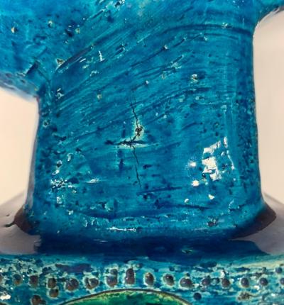  Bitossi Bitossi Kwan Yin Buddha Coin Bank Ceramic Blue Green Paisley Signed