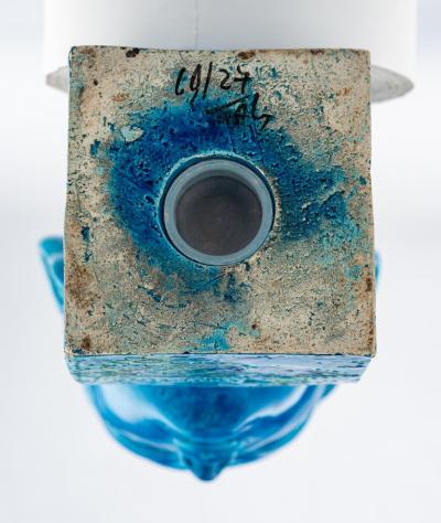  Bitossi Bitossi Kwan Yin Buddha Coin Bank Ceramic Blue Green Paisley Signed