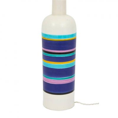  Bitossi Bitossi Lamp Ceramic White and Blue Stripes Signed