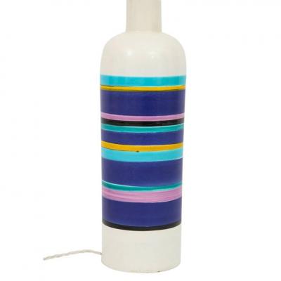  Bitossi Bitossi Lamp Ceramic White and Blue Stripes Signed