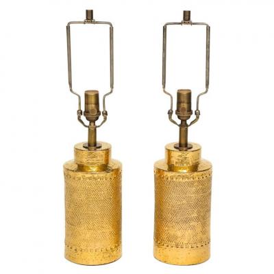  Bitossi Bitossi Lamps Ceramic 24K Metallic Gold Signed
