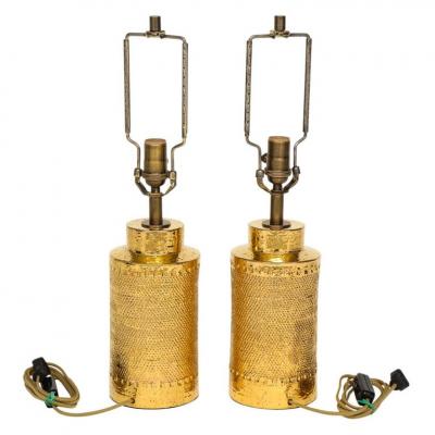  Bitossi Bitossi Lamps Ceramic 24K Metallic Gold Signed