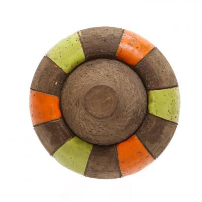  Bitossi Bitossi Lidded Vase Ceramic Moorish Stripes Chartreuse and Orange Signed