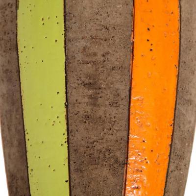 Bitossi Bitossi Lidded Vase Ceramic Moorish Stripes Chartreuse and Orange Signed