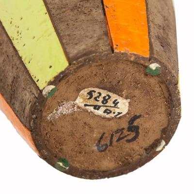  Bitossi Bitossi Lidded Vase Ceramic Moorish Stripes Chartreuse and Orange Signed