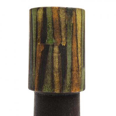  Bitossi Bitossi Milano Moderna Vase Ceramic Green Brown Incised Geometric Signed