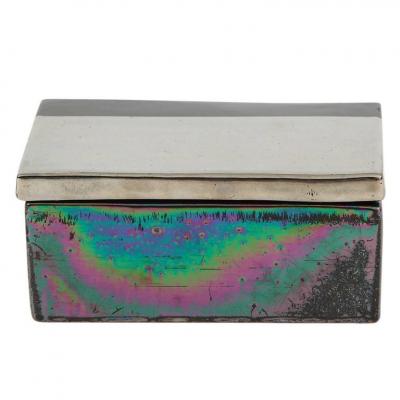  Bitossi Bitossi Raymor Box Ceramic Metallic Chrome Silver Black Iridescent Signed