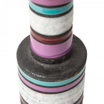  Bitossi Bitossi Raymor Cambogia Vase Ceramic Stripes Purple White Turquoise Signed
