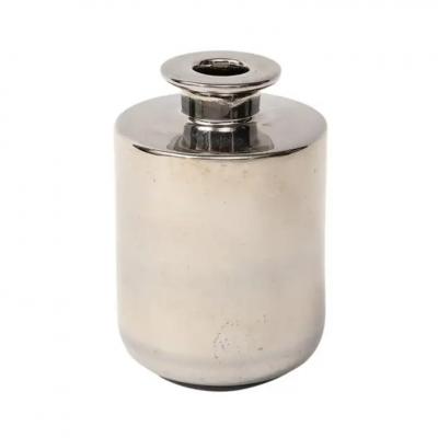  Bitossi Bitossi Raymor Vase Ceramic Metallic Platinum Silver Chrome Signed