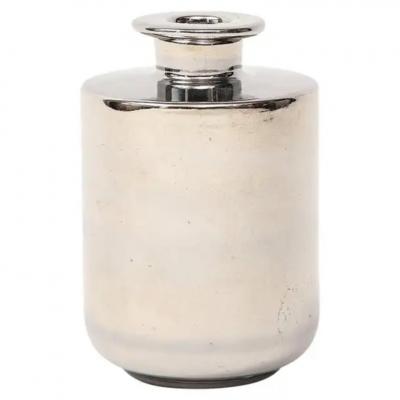  Bitossi Bitossi Raymor Vase Ceramic Metallic Platinum Silver Chrome Signed