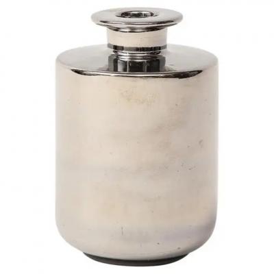  Bitossi Bitossi Raymor Vase Ceramic Metallic Platinum Silver Chrome Signed