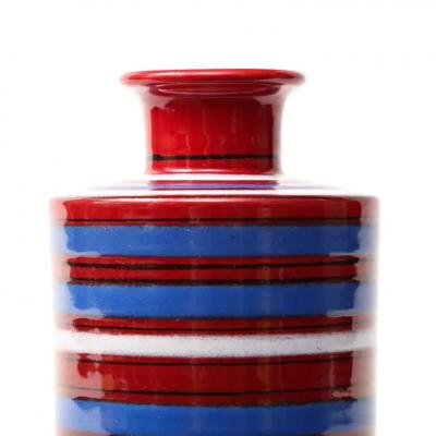  Bitossi Bitossi Raymor Vase Ceramic Red Blue White Stripes Signed