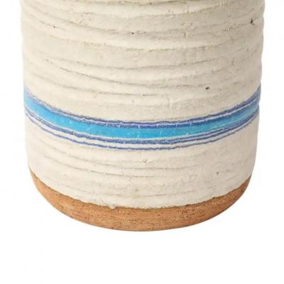  Bitossi Bitossi Rosenthal Netter Pietra Vase Ceramic Blue White Ribbed Signed