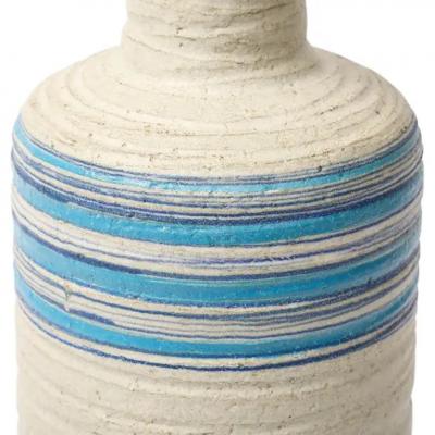  Bitossi Bitossi Rosenthal Netter Pietra Vase Ceramic Blue White Ribbed Signed