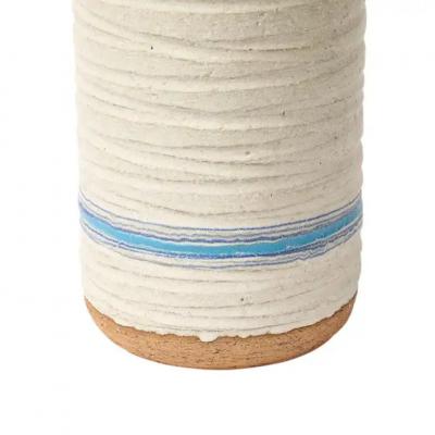  Bitossi Bitossi Rosenthal Netter Pietra Vase Ceramic Blue White Ribbed Signed