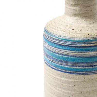  Bitossi Bitossi Rosenthal Netter Pietra Vase Ceramic Blue White Ribbed Signed