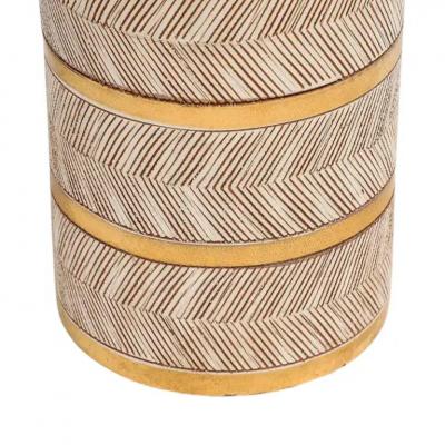  Bitossi Bitossi Seta Vase Ceramic Gold White Turquoise Sgraffito Signed