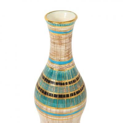  Bitossi Bitossi Seta Vase Ceramic Stripes Gold Blue Black Signed