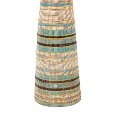  Bitossi Bitossi Seta Vase Ceramic Stripes Gold Blue Black Signed