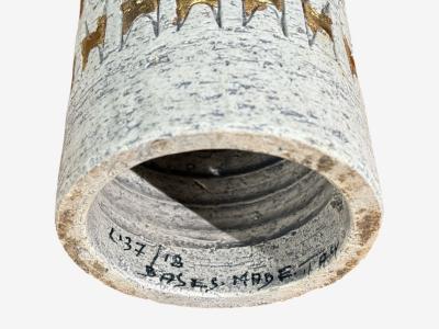  Bitossi Bitossi Table Lamp Chamotte Clay Gold Leaf Italy 1960s