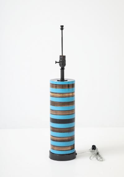  Bitossi Bitossi Turquoise Gold Striped Lamp