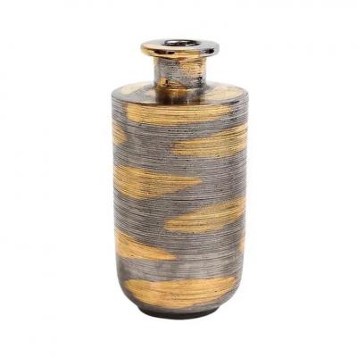  Bitossi Bitossi Vase Ceramic Abstract Brushed Metallic Gold Platinum