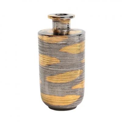  Bitossi Bitossi Vase Ceramic Abstract Brushed Metallic Gold Platinum