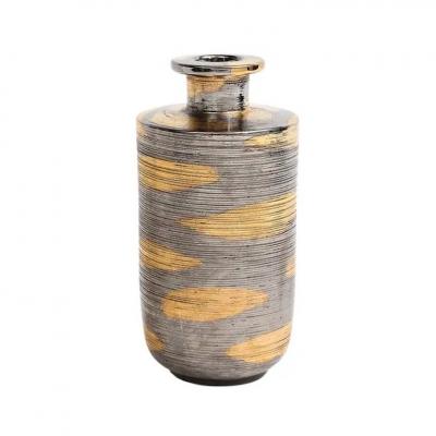  Bitossi Bitossi Vase Ceramic Abstract Brushed Metallic Gold Platinum