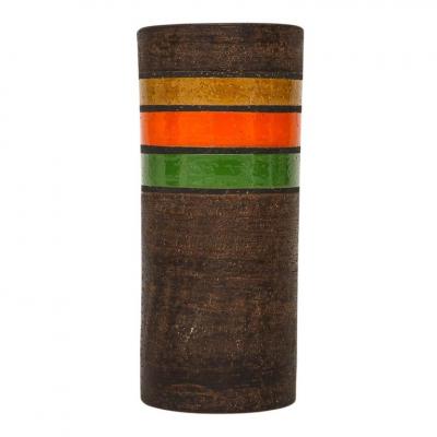  Bitossi Bitossi Vase Ceramic Brown Dark Yellow Orange and Green Stripes