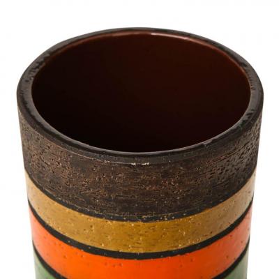 Bitossi Bitossi Vase Ceramic Brown Dark Yellow Orange and Green Stripes