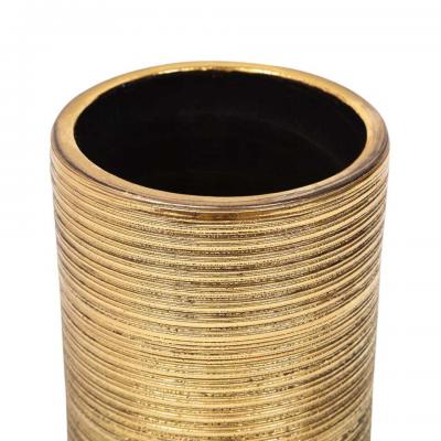  Bitossi Bitossi Vase Ceramic Brushed Gold Signed