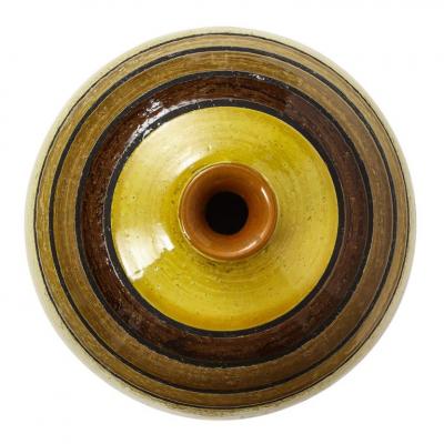  Bitossi Bitossi Vase Ceramic Chartreuse Green Earth Tones Stripes Signed