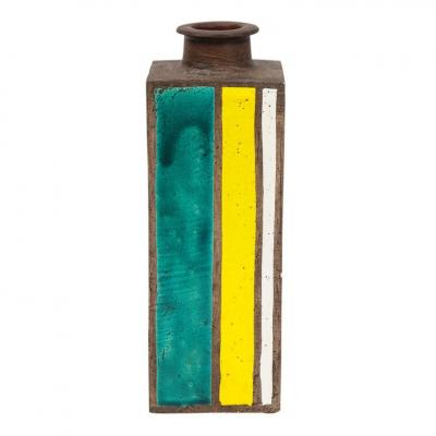  Bitossi Bitossi Vase Ceramic Geometric Stripes Green Yellow White